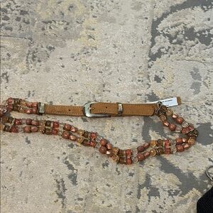 Free People Tan and Brown Beaded Belt